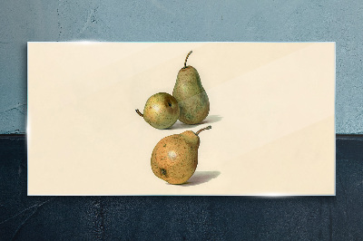 Three pears on a light background Glass Print