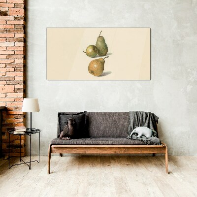 Three pears on a light background Glass Print