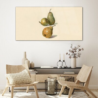 Three pears on a light background Glass Print