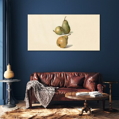 Three pears on a light background Glass Print