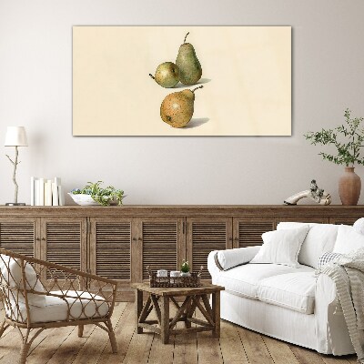 Three pears on a light background Glass Print