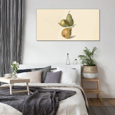 Three pears on a light background Glass Print