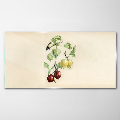 Fruits on a pastel background Glass Print