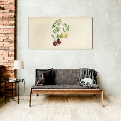 Fruits on a pastel background Glass Print