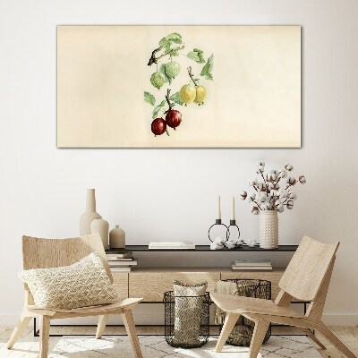 Fruits on a pastel background Glass Print