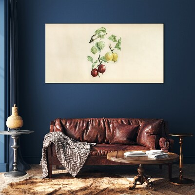 Fruits on a pastel background Glass Print