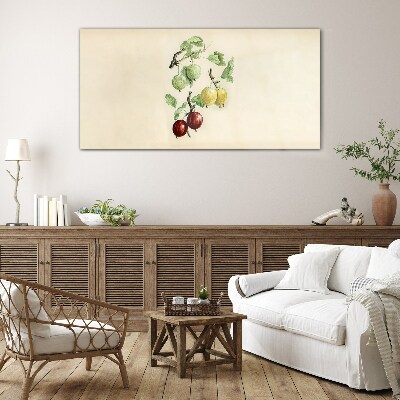 Fruits on a pastel background Glass Print