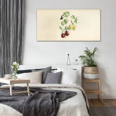 Fruits on a pastel background Glass Print