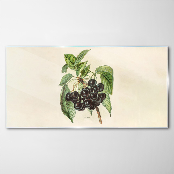 Black fruit on the branch Glass Print
