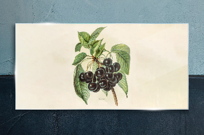 Black fruit on the branch Glass Print