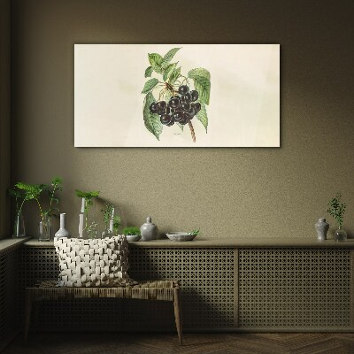 Black fruit on the branch Glass Print