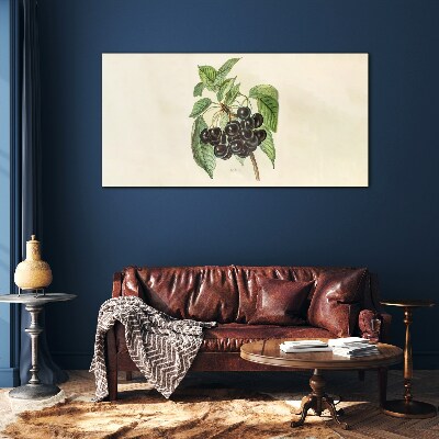 Black fruit on the branch Glass Print