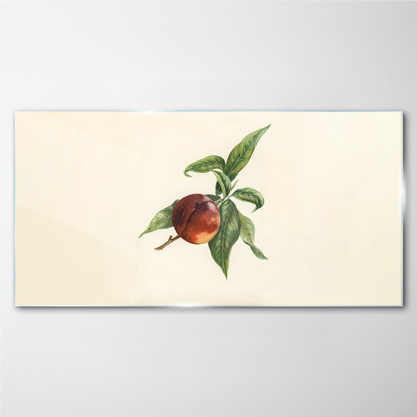 Apple on a background of leaves Glass Print