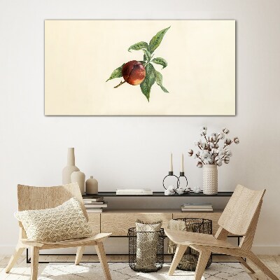 Apple on a background of leaves Glass Print