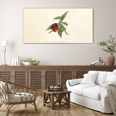 Apple on a background of leaves Glass Print