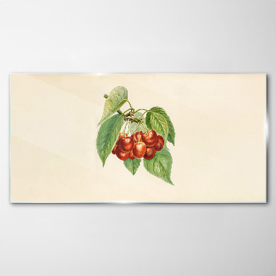 Fruit cherries branches leaves Glass Print