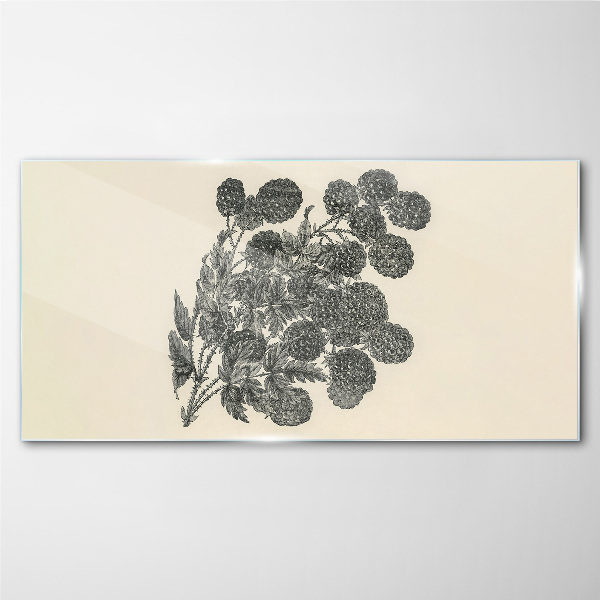 Floral pattern in black and white Glass Print