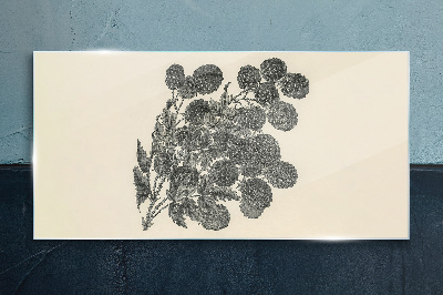 Floral pattern in black and white Glass Print
