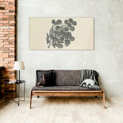 Floral pattern in black and white Glass Print