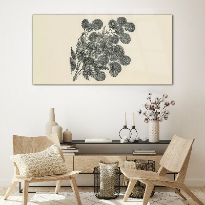 Floral pattern in black and white Glass Print