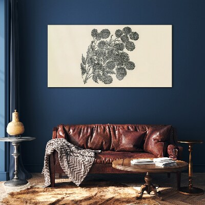 Floral pattern in black and white Glass Print