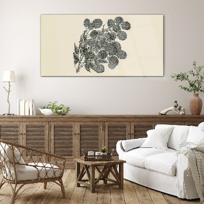 Floral pattern in black and white Glass Print