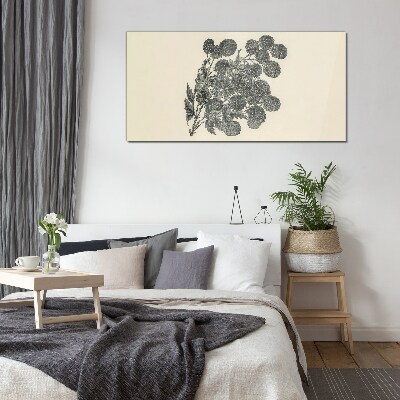 Floral pattern in black and white Glass Print