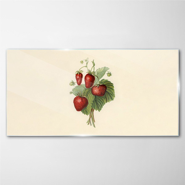 Fruit strawberry leaves Glass Print