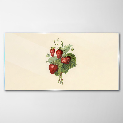 Fruit strawberry leaves Glass Print