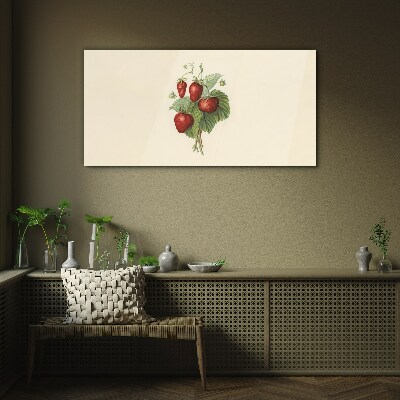 Strawberry bouquet on a light background Glass Print