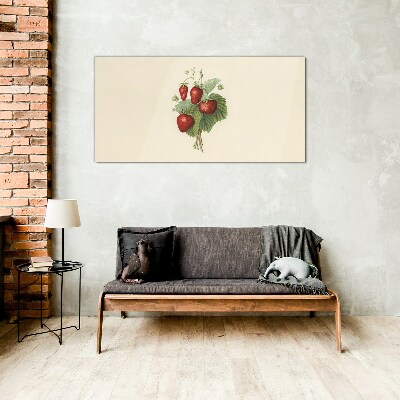 Strawberry bouquet on a light background Glass Print
