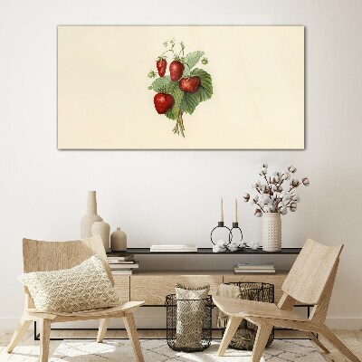 Strawberry bouquet on a light background Glass Print