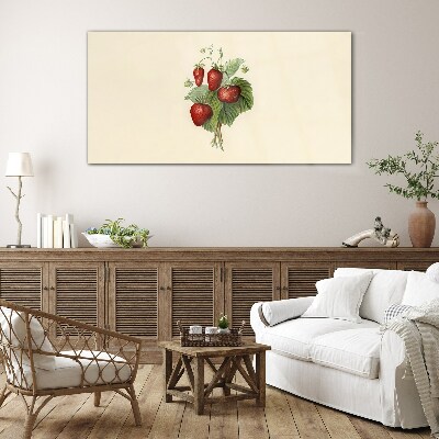 Strawberry bouquet on a light background Glass Print