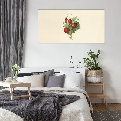 Strawberry bouquet on a light background Glass Print