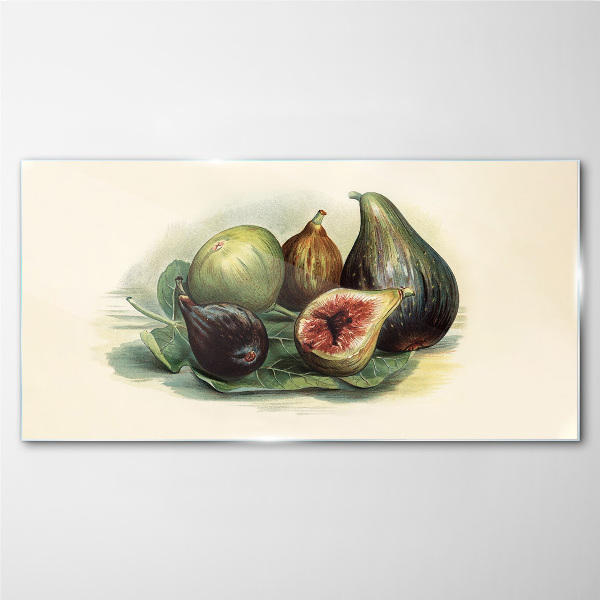 Fig fruit on a leaf Glass Print