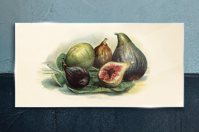 Fig fruit on a leaf Glass Print