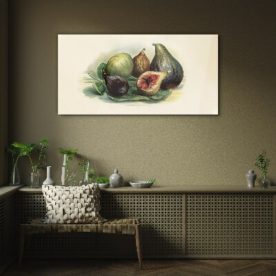 Fig fruit on a leaf Glass Print
