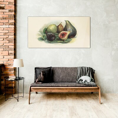 Fig fruit on a leaf Glass Print