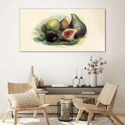 Fig fruit on a leaf Glass Print