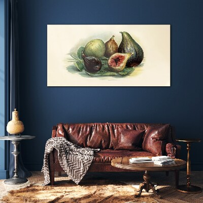 Fig fruit on a leaf Glass Print