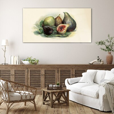 Fig fruit on a leaf Glass Print