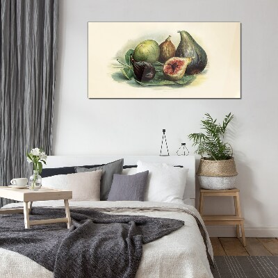 Fig fruit on a leaf Glass Print