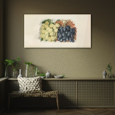 Fruit grapes leaves Glass Print