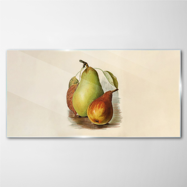 Pear fruits leaves Glass Print