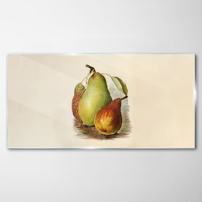 Pear fruits leaves Glass Print