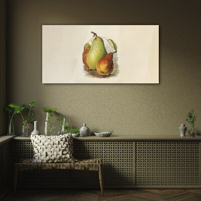 Pear fruits leaves Glass Print