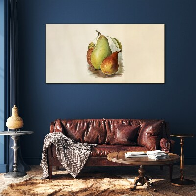 Pear fruits leaves Glass Print