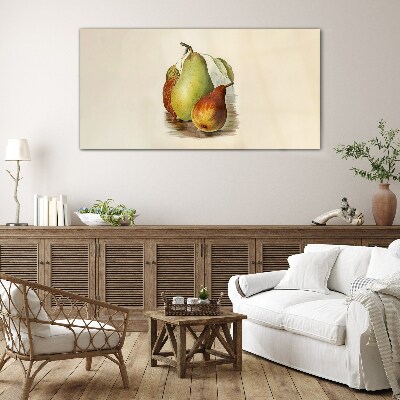 Pear fruits leaves Glass Print