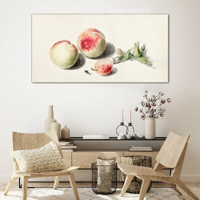 Peach fruit Glass Print