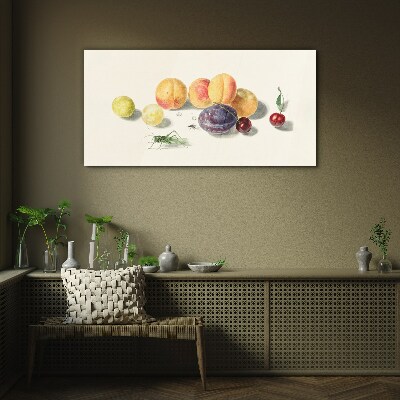 Fruit cherries peaches Glass Print